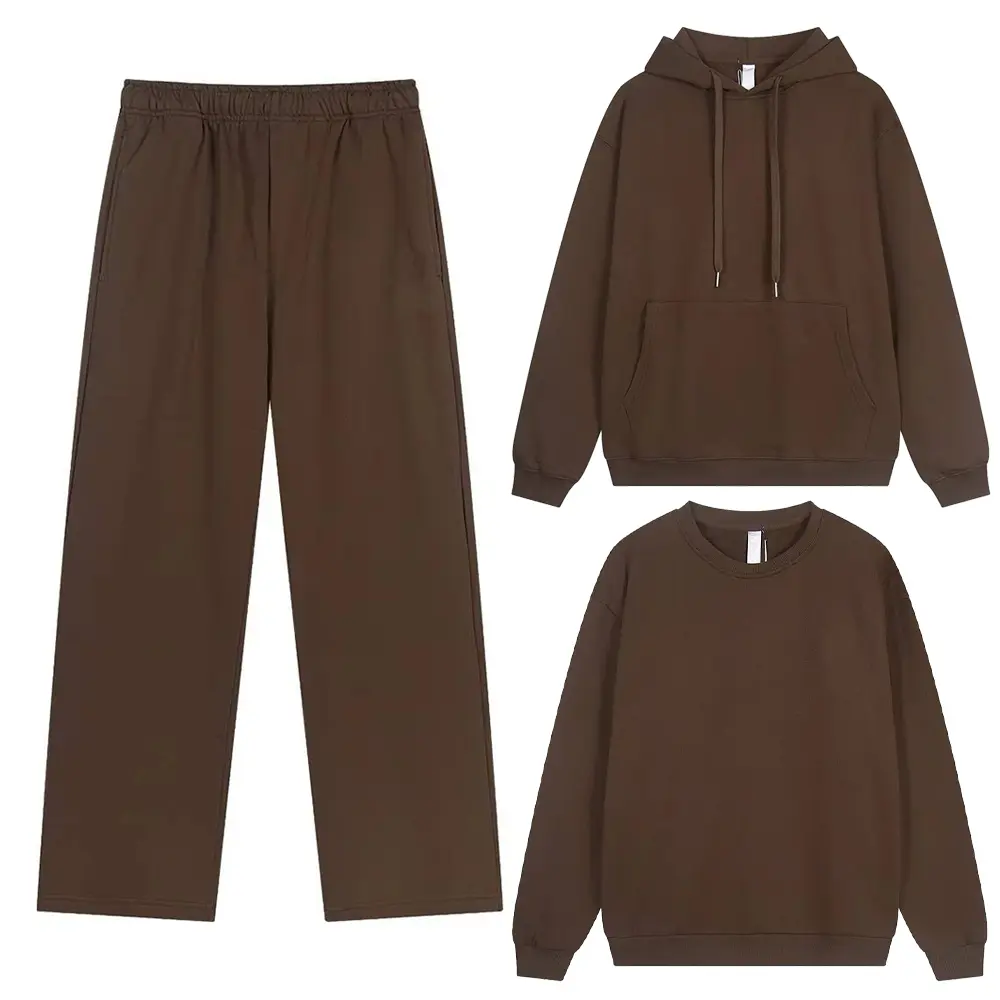 High-Quality XH-Fashion Wholesale Private Label Custom Print Loungewear Set, 3-in-1 Hooded/Crew Neck + Wide Leg Sweatpants Manufacturers, Suppliers