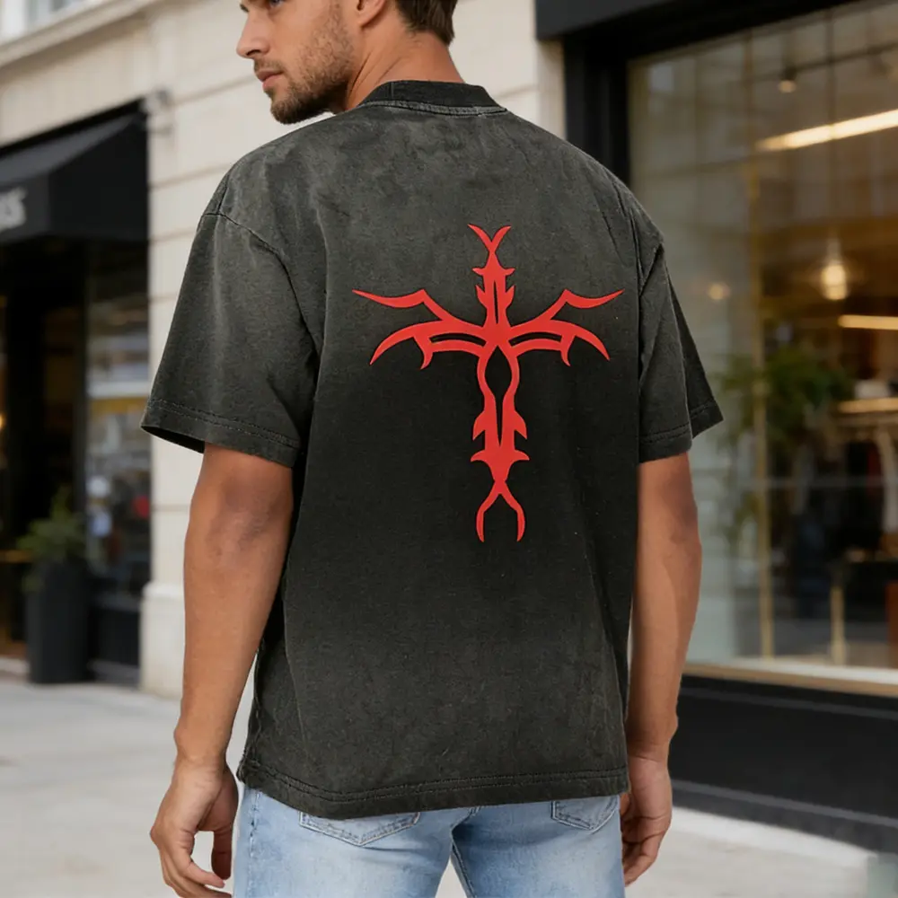 High-Quality XH-Fashion  Customizable Distressed Cotton Tee - Edgy Streetwear Style Factories, Suppliers