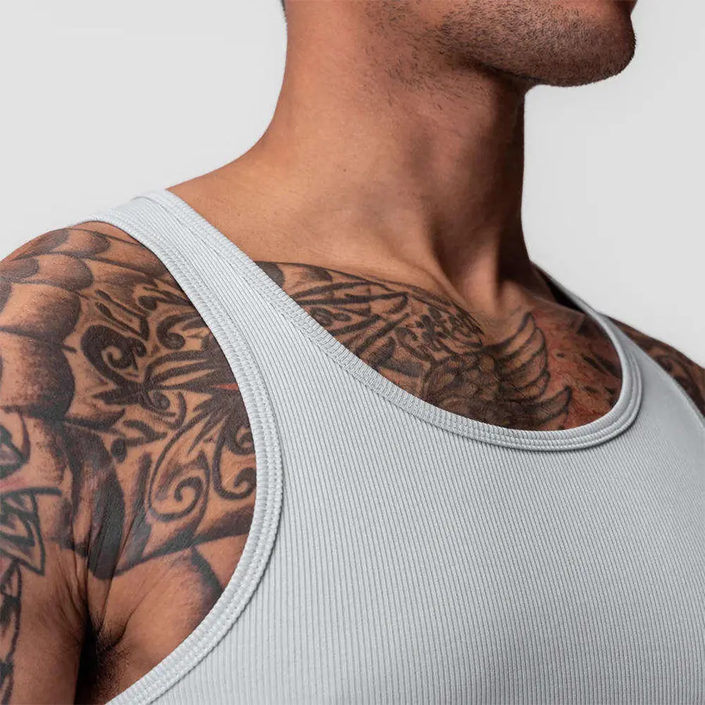 Custom XH-Fashion Custom Logo Men’s Ribbed Slim Fit Tank Top | Solid Sleeveless Scoop Neck Basic Undershirt OEM ODM Private Label Manufacturer, Supplier