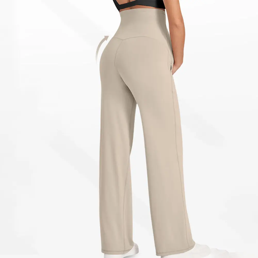 OEM XH-Fashion Custom Logo Full Panel High Rise Maternity Wide Leg Pants | Over Belly Soft Stretch Pregnancy Flare Trousers with Side Pockets Manufacturers, Factories