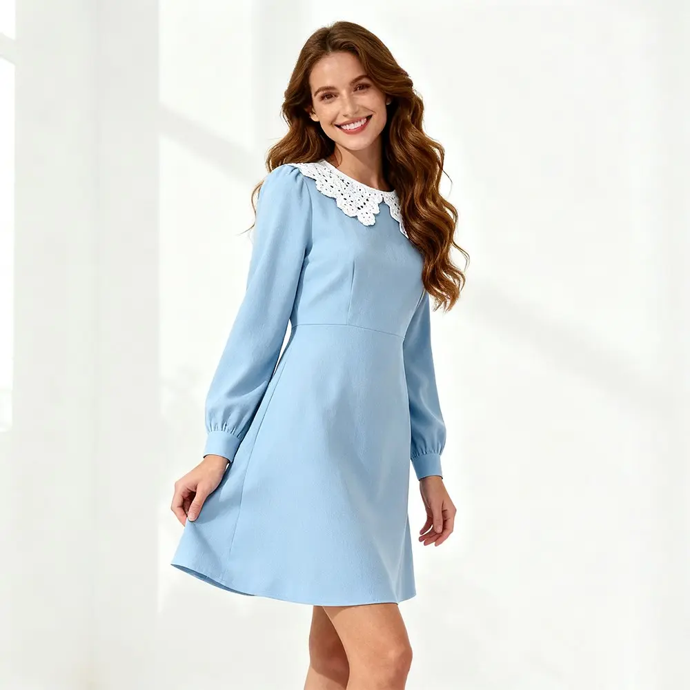 High-Quality XH-Fashion Supplier Women Fashion Lace Peter Pan Collar Dress Maternity Long Dress - Elegant Women's Maxi Dress for Expecting Moms Women Dress Manufacturer Supplier Manufacturers, Factory