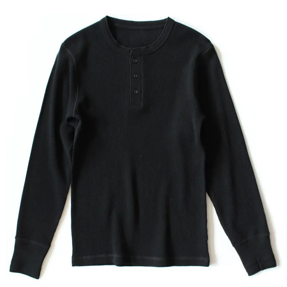 High-Quality XH-Fashion  Men's Light Gray Waffle Knit Henley Shirt - Thermal Long Sleeve Casual Everyday Top Factories, Factory