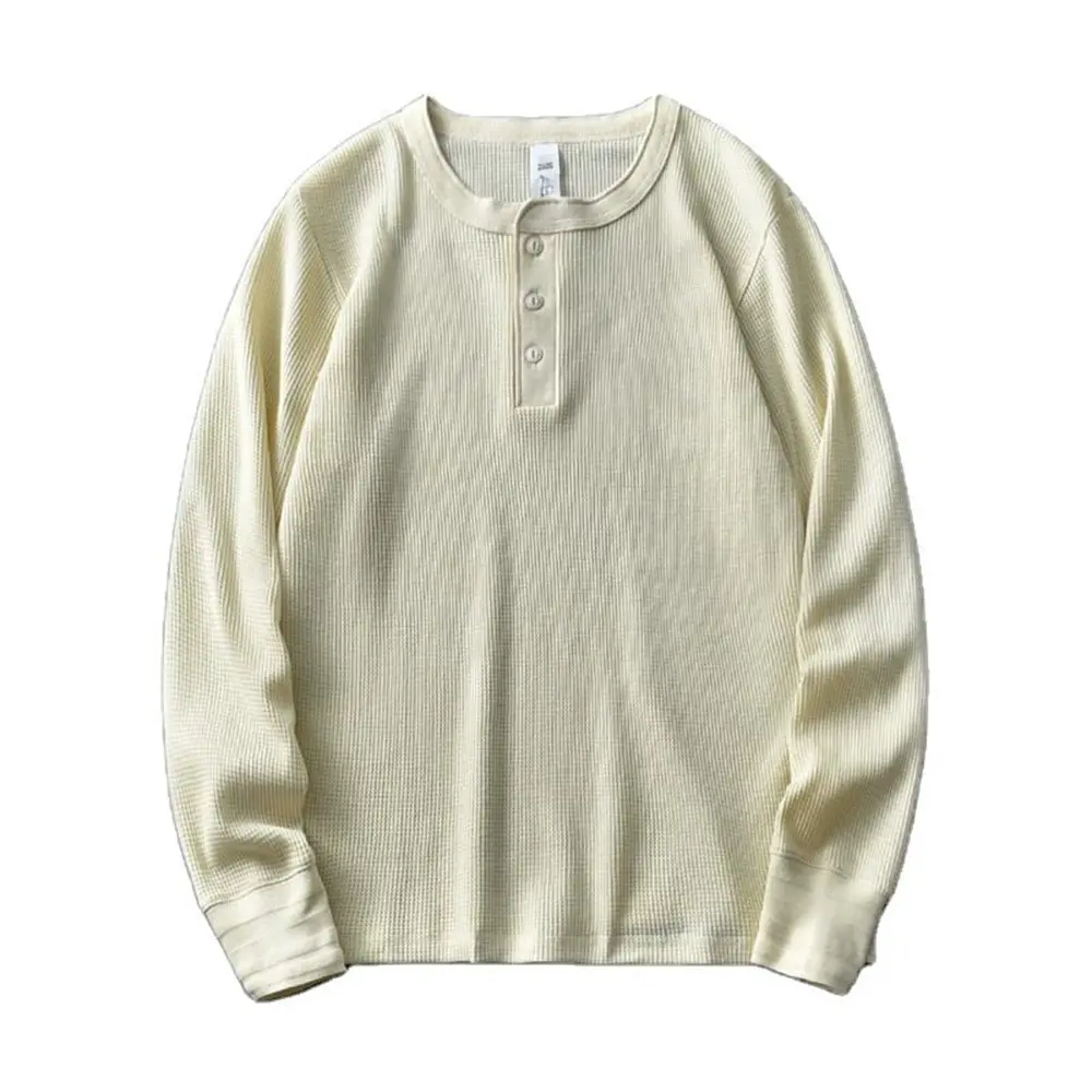 High-Quality XH-Fashion Japanese Style Vintage Waffle Henley Long Sleeve T-Shirt Manufacturers, Suppliers
