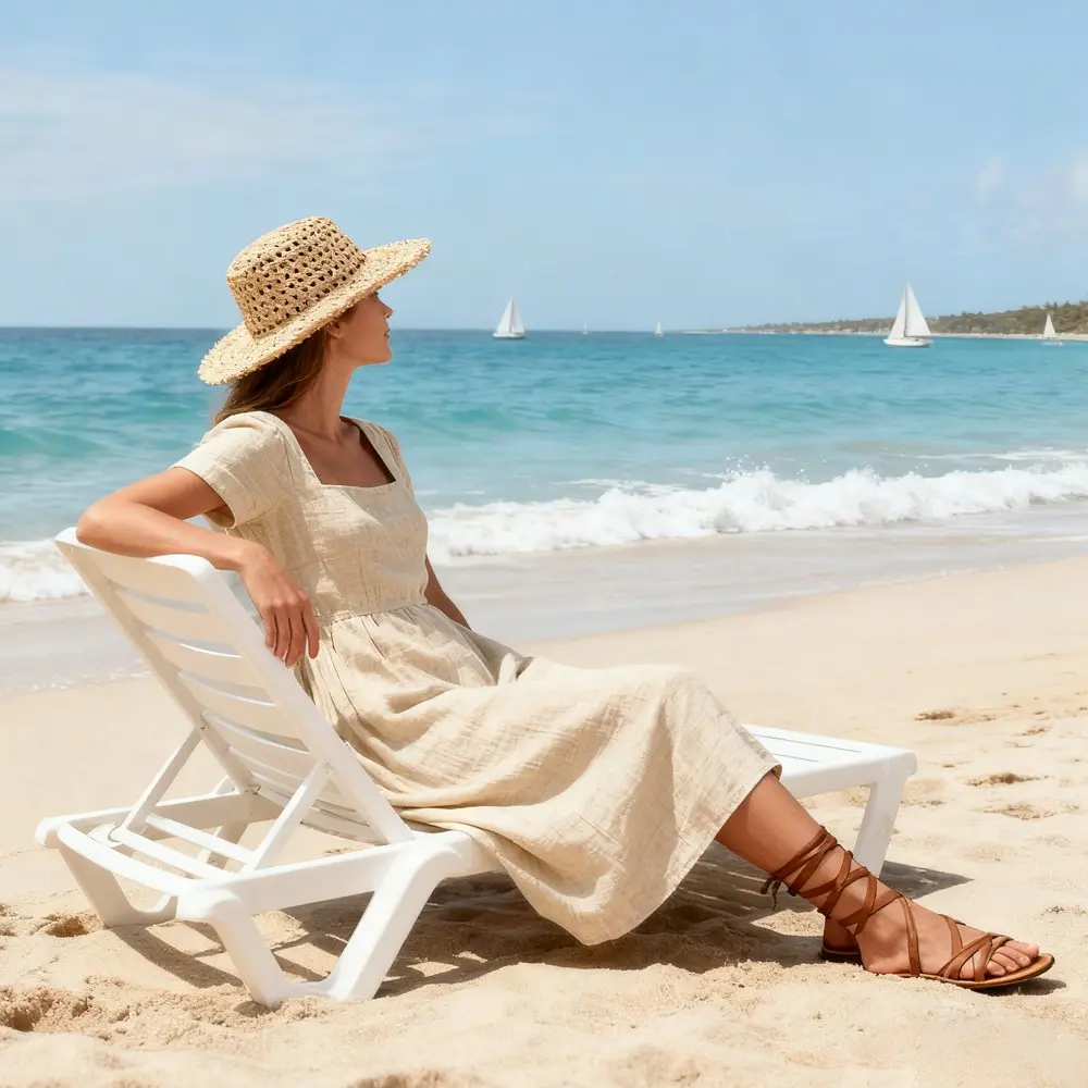 Custom XH-Fashion OEM Women's Square Neck Linen Summer Midi Dress Supplier, Factory