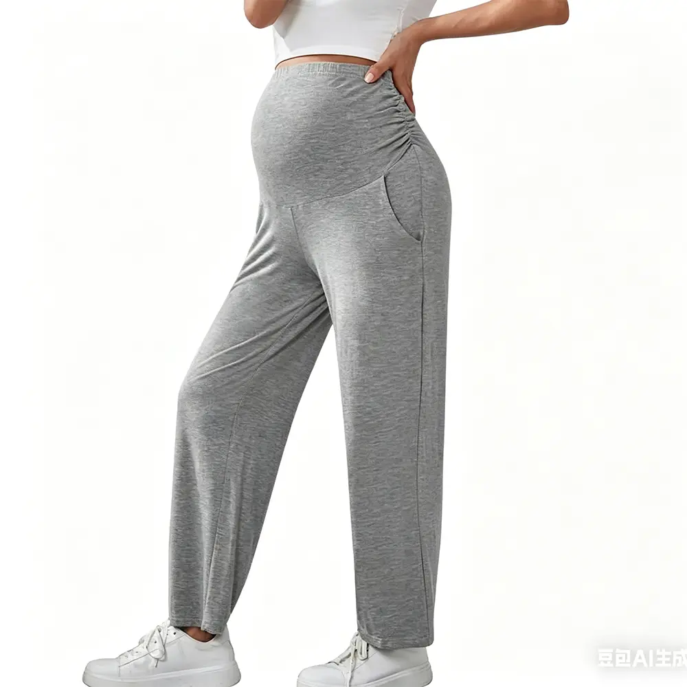 OEM XH-Fashion Custom Logo Full Panel Adjustable Waist Maternity Jogger Pants | Women’s Over Belly Soft Modal Pregnancy Trousers with Side Pockets Supplier, Suppliers