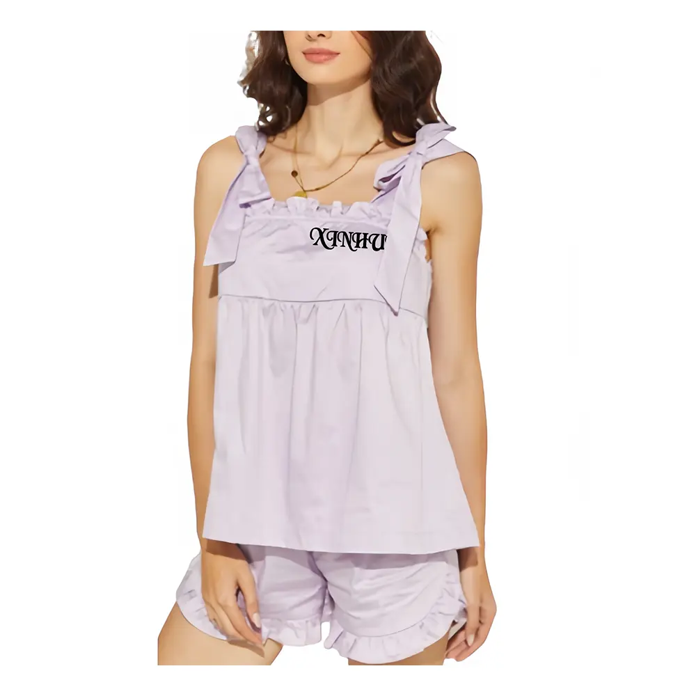 Custom XH-Fashion Summer Cotton Printed Top & Mini Skirt Set for Women Wholesale Custom Factory Supplier Factories, Suppliers