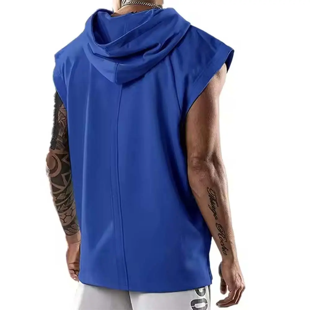 OEM XH-Fashion Custom Logo Sleeveless Hoodie for Men, Personalized Hooded Tank Top, Multi-Color Customizable Gym Workout Sleeveless Hoodie Factories, Suppliers