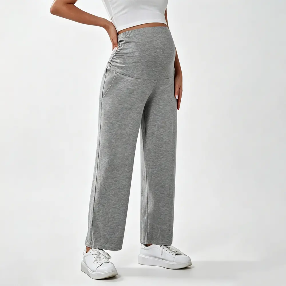 OEM XH-Fashion Custom Logo Full Panel Adjustable Waist Maternity Jogger Pants | Women’s Over Belly Soft Modal Pregnancy Trousers with Side Pockets Supplier, Suppliers