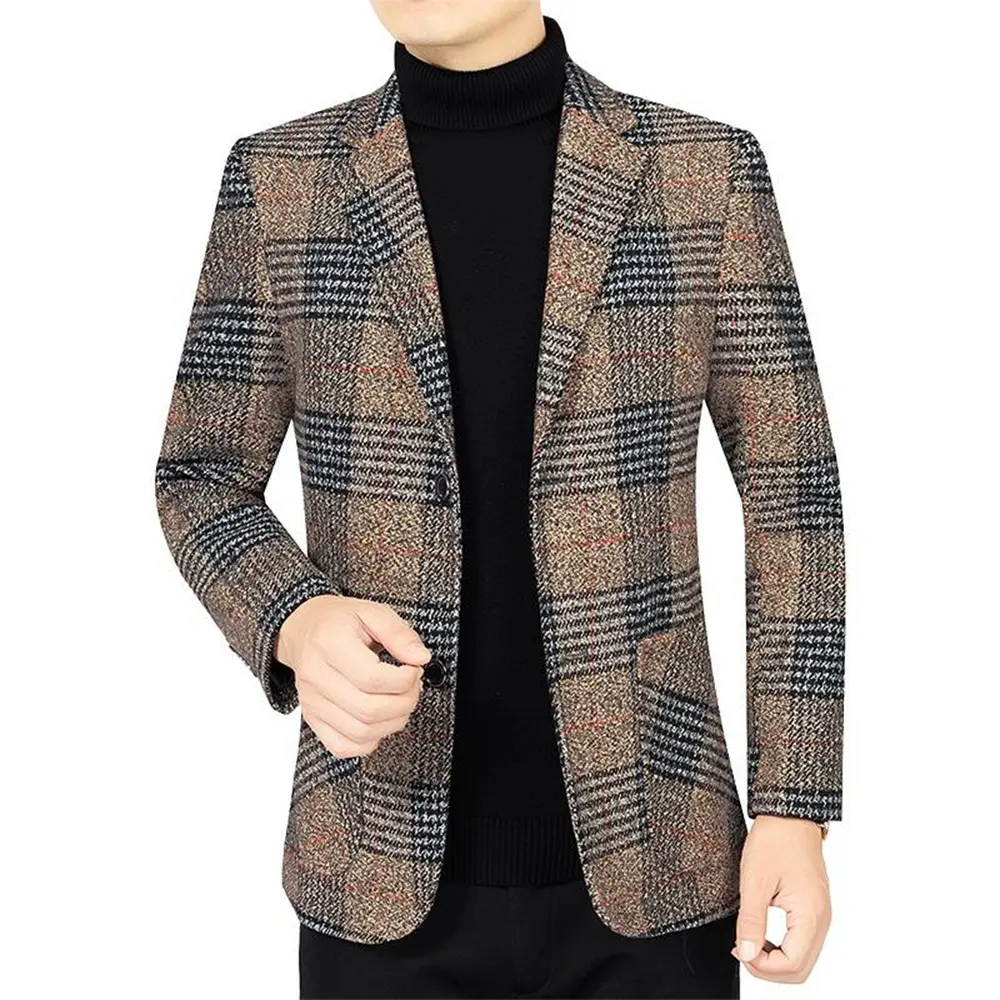 High-Quality XH-Fashion OEM ODM Vintage Houndstooth Plaid Wool Blazer, Custom Embroidery Business Casual Tweed Jacket Manufacturer, Manufacturers