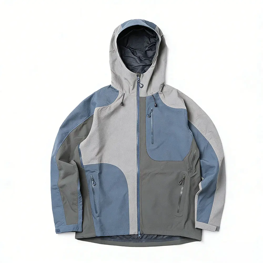 OEM XH-Fashion Men's Colorblock Hooded Softshell Jacket - Windproof Water-Resistant Outdoor Hiking Jacket with Multiple Pockets Manufacturers, Suppliers