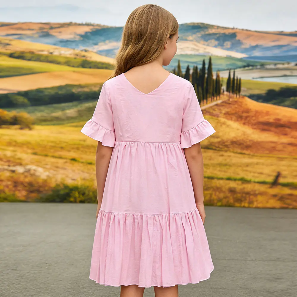 OEM XH-Fashion  Customizable Short Sleeve O Neck Sweet Dress for Girls Manufacturers, Factory