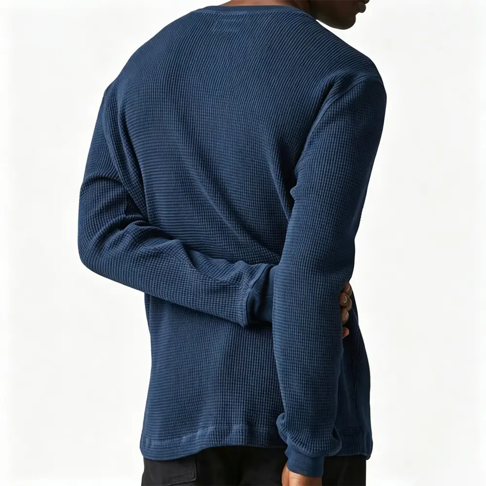 High-Quality XH-Fashion Men's Waffle Knit Henley Long Sleeve T-Shirt A Timeless Wardrobe Staple for Effortless Year-Round Style Manufacturer, Manufacturers