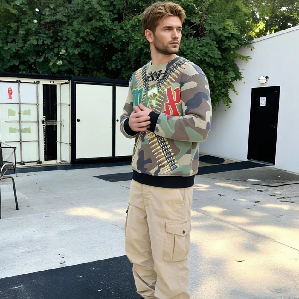 Custom XH-Fashion Customizable Distressed Cotton Tee - Edgy Streetwear Style Street Style Men's Printed Hoodie Hoodie And Sweatpants Set Men Tracksuit Manufacturer Factories, Factory