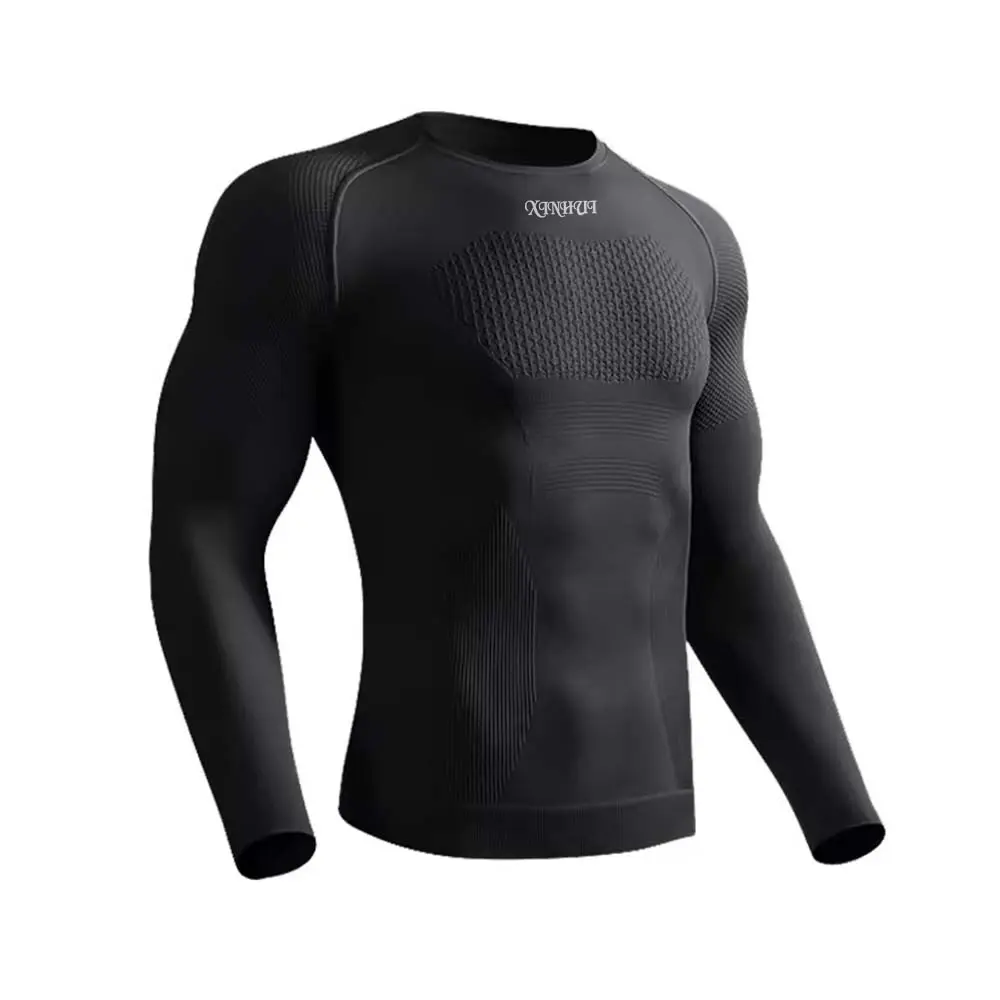 Custom XH-Fashion Custom Logo Men's Seamless Compression Long Sleeve Shirt, Quick Dry Elastic Workout Top, Personalized Gym Athletic Base Layer Factories, Suppliers