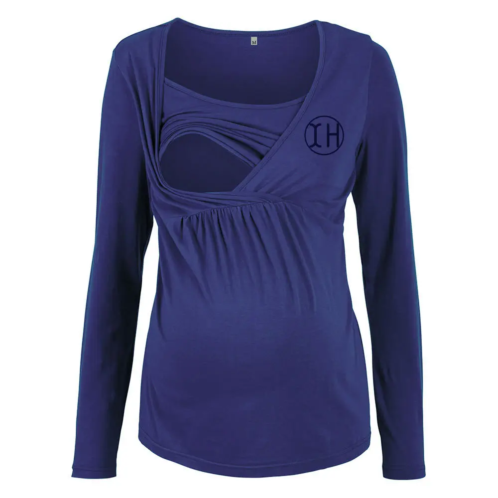 High-Quality XH-Fashion OEM Women's Maternity Nursing Long Sleeve Top Cross Over Breastfeeding Blouse Manufacturer Supplier, Suppliers