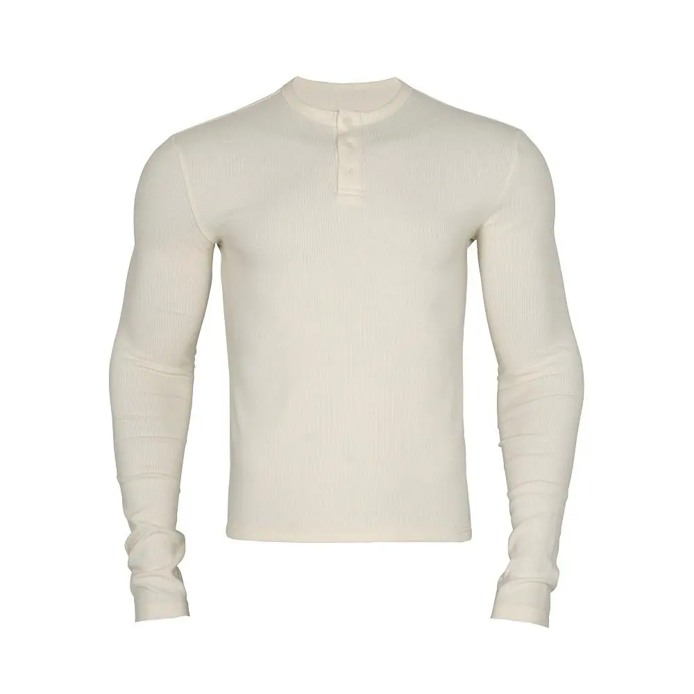 Custom XH-Fashion Men's Premium Slim-Fit Gray Henley Shirt - Soft Stretch Long Sleeve Top for Work & Everyday Wear Manufacturer, Manufacturers