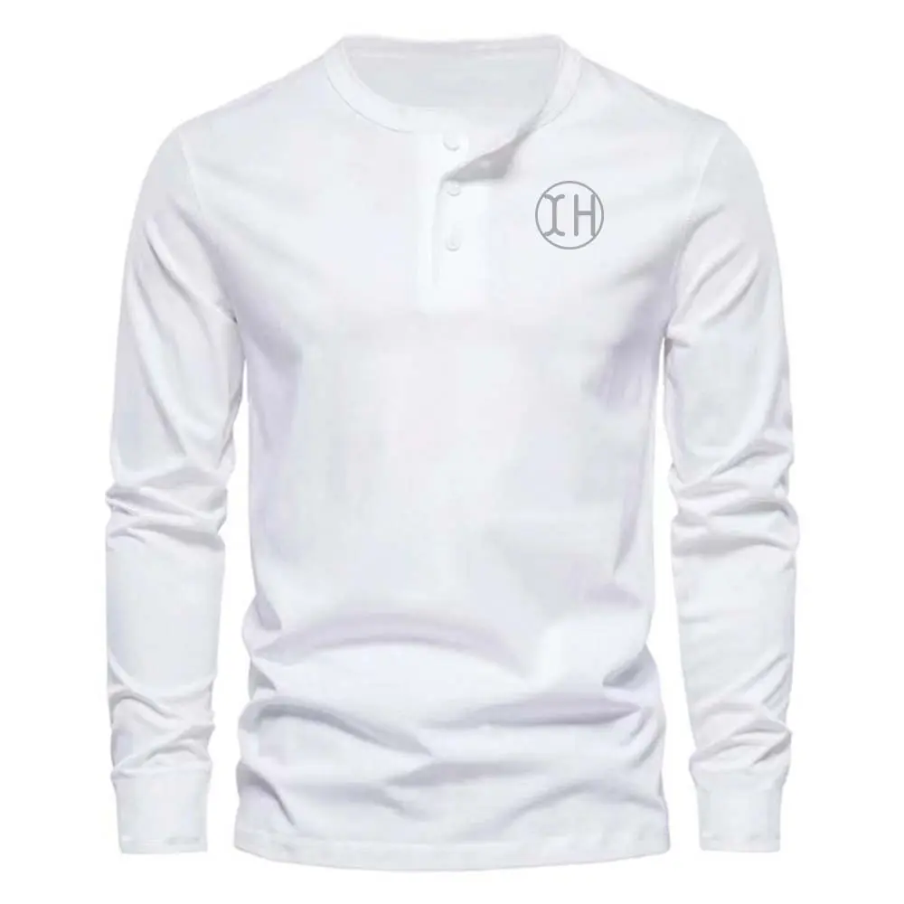 High-Quality XH-Fashion Custom Logo Men's Henley Long Sleeve Shirt, Personalized Button Henley Tee, Customizable Casual Cotton Shirt for Men Factories, Suppliers