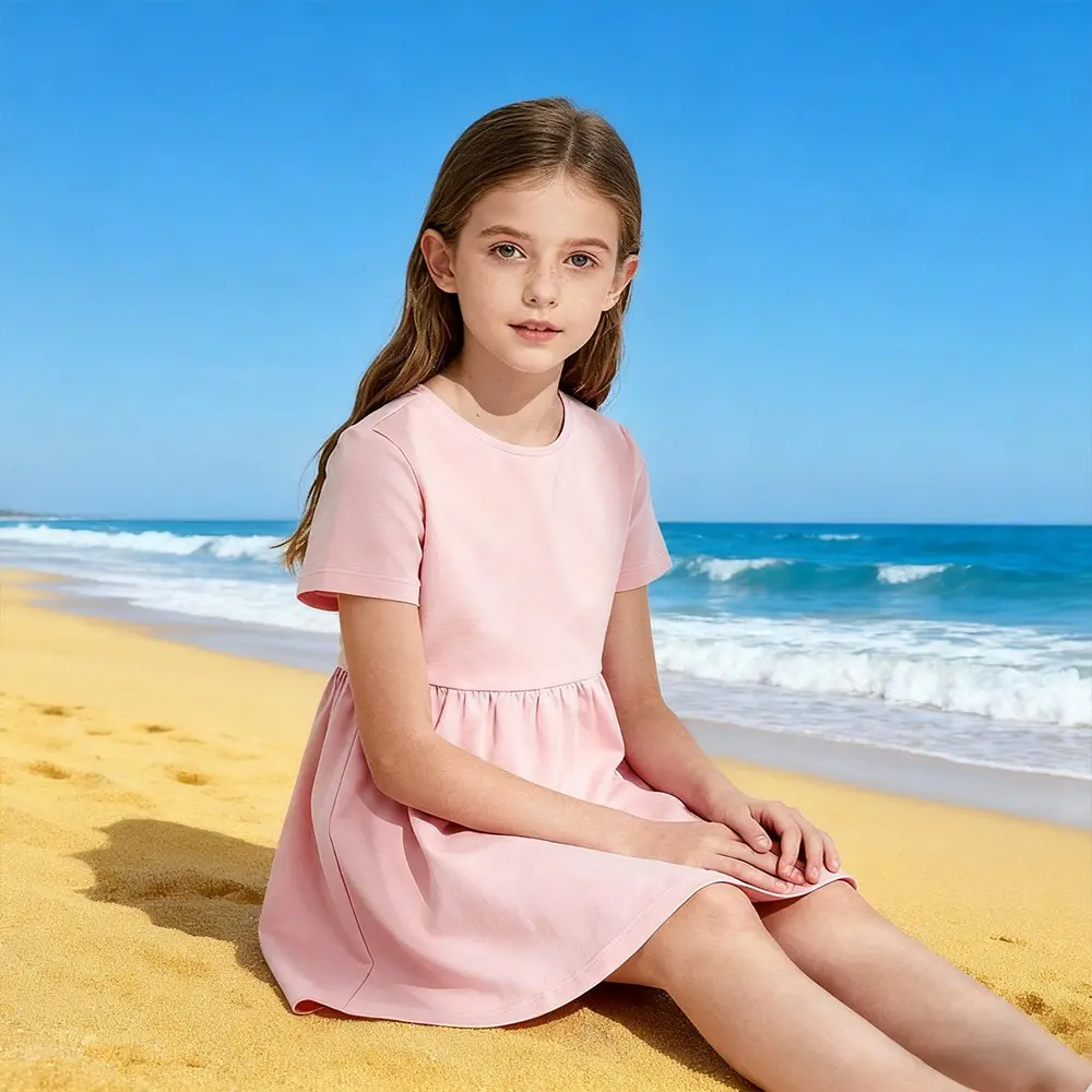 High-Quality XH-Fashion Customizable Short Sleeve O Neck Sweet Dress for Girls Supplier, Factory