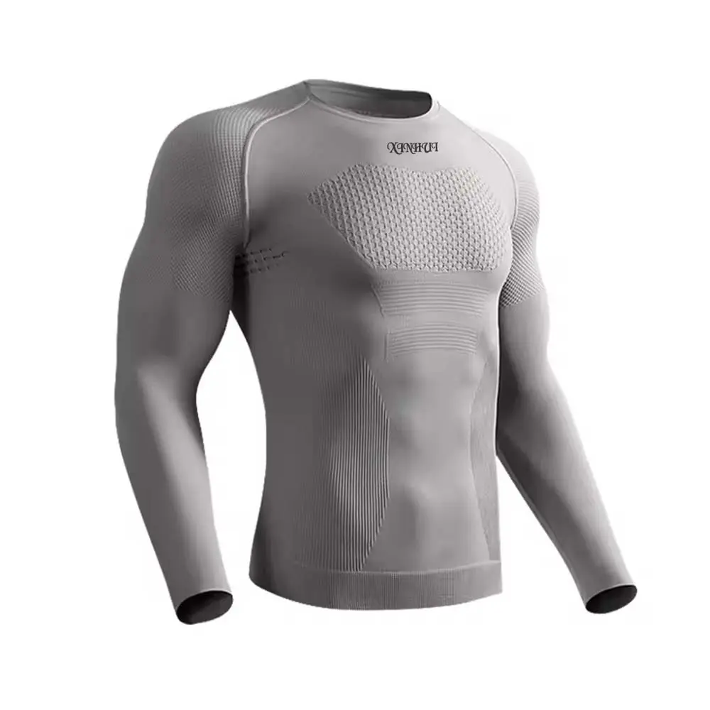 Custom XH-Fashion Custom Logo Men's Seamless Compression Long Sleeve Shirt, Quick Dry Elastic Workout Top, Personalized Gym Athletic Base Layer Factories, Suppliers