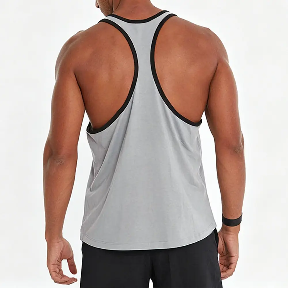 Custom XH-Fashion Custom Logo Contrast Binding Y Back Men’s Tank Top | Breathable Sleeveless Gym Workout Singlet OEM ODM Private Label Manufacturer, Suppliers