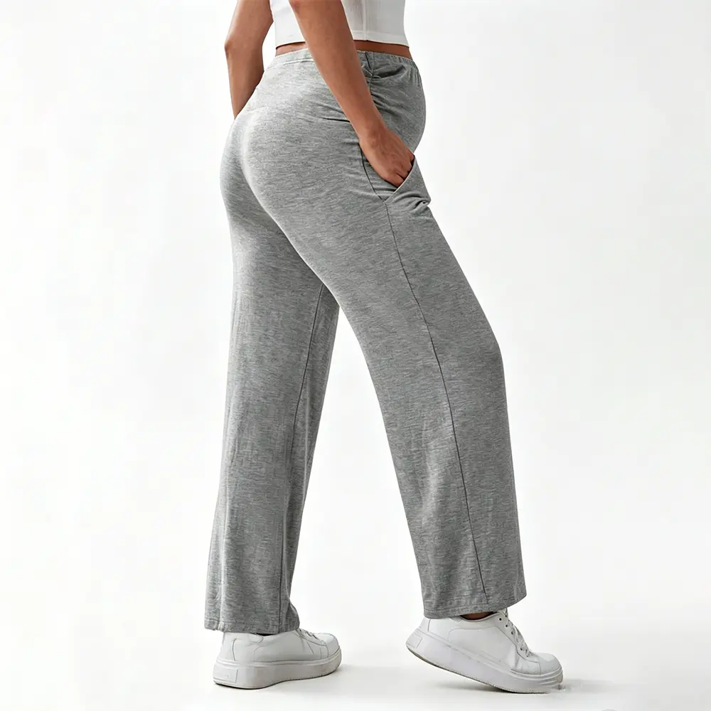 OEM XH-Fashion Custom Logo Full Panel Adjustable Waist Maternity Jogger Pants | Women’s Over Belly Soft Modal Pregnancy Trousers with Side Pockets Supplier, Suppliers