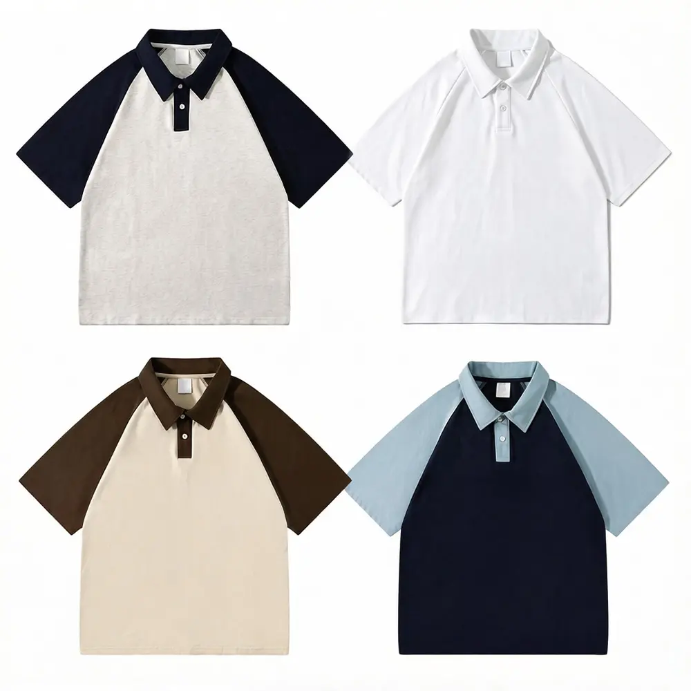 OEM XH-Fashion Men’s Two-Tone Raglan Sleeve Polo Shirt - Casual Color Block Short Sleeve Top Manufacturer, Supplier