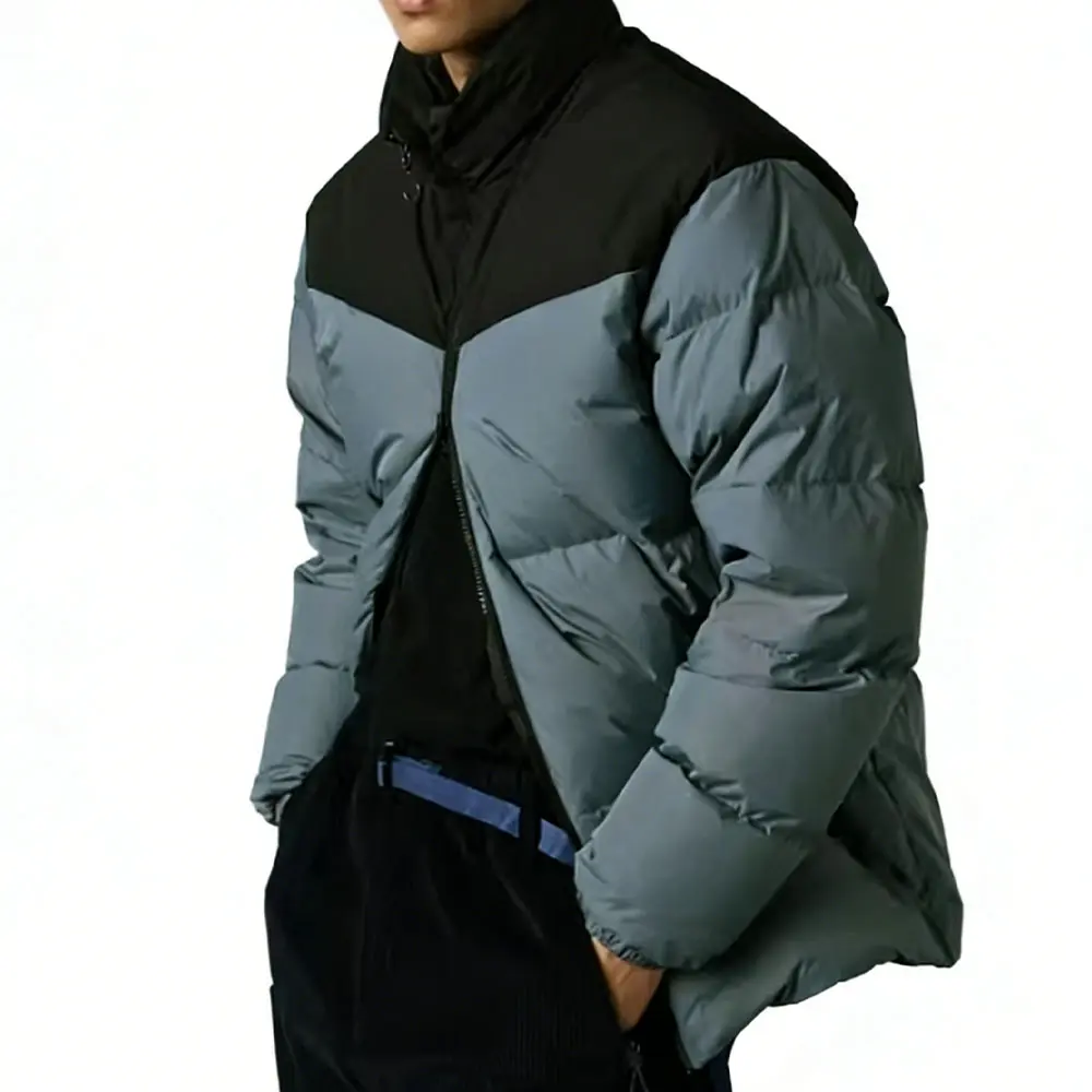 Custom XH-Fashion Men's Colorblock Puffer Jacket - Water-Resistant Insulated Winter Down Coat for Hiking & Cold Weather Factory, Suppliers