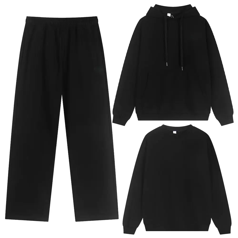 High-Quality XH-Fashion Wholesale Private Label Custom Print Loungewear Set, 3-in-1 Hooded/Crew Neck + Wide Leg Sweatpants Manufacturers, Suppliers