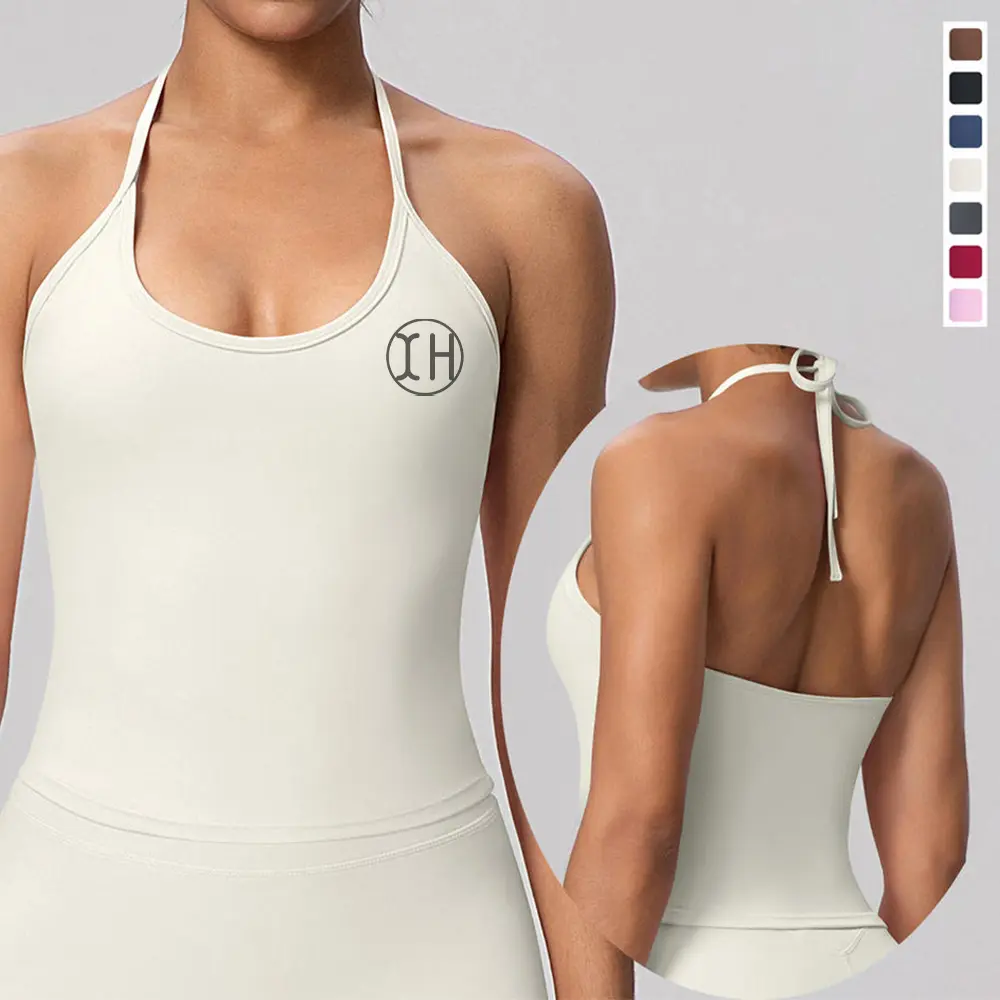 OEM XH-Fashion Women's Halter Neck Yoga Tank Top | Buttery Soft Open Back Workout Top | Custom Logo Activewear Supplier, Factory
