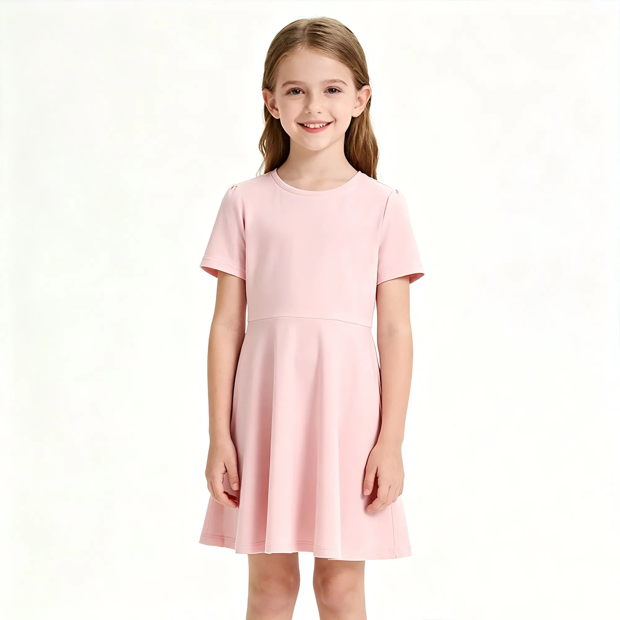 High-Quality XH-Fashion Customizable Short Sleeve O Neck Sweet Dress for Girls Supplier, Factory
