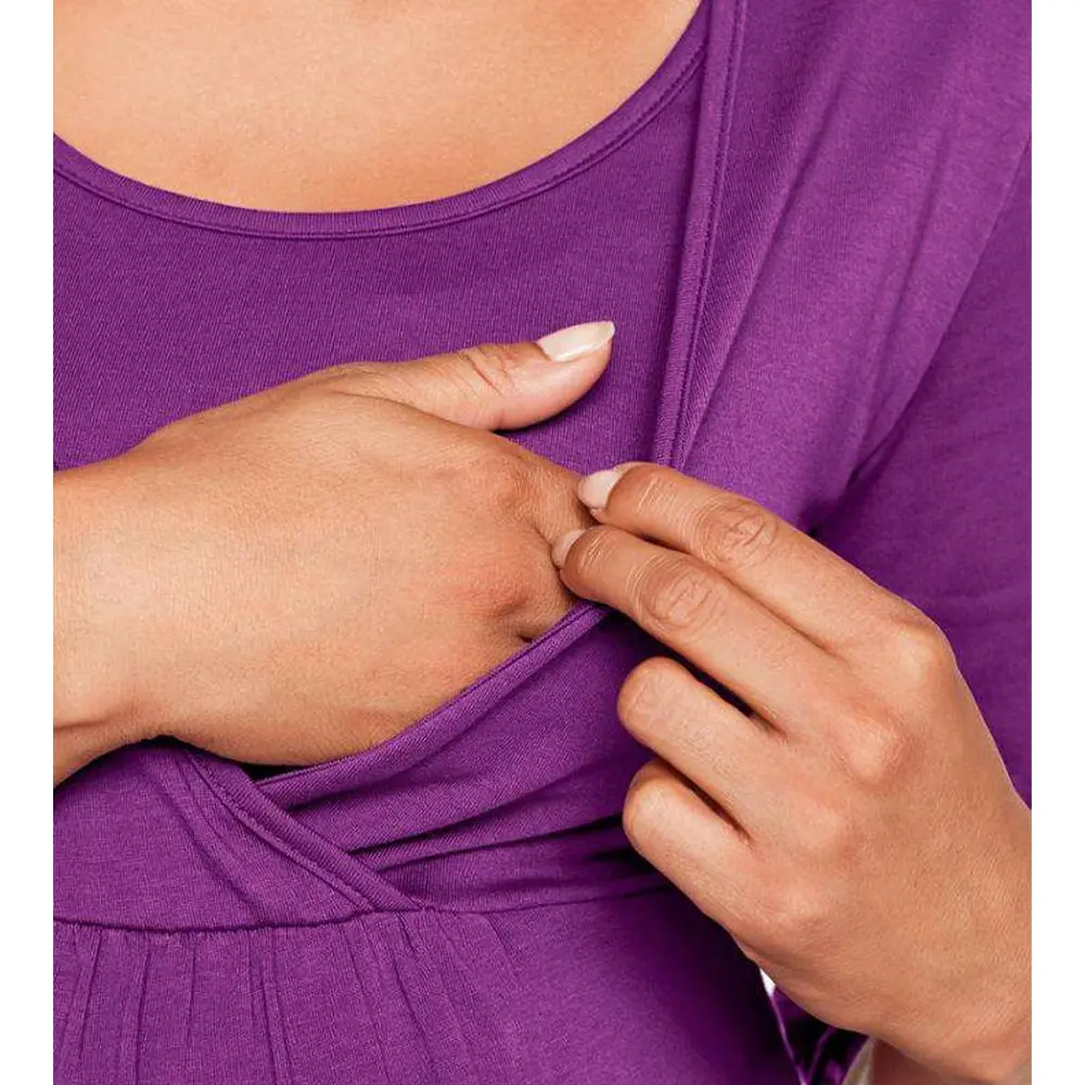 High-Quality XH-Fashion OEM Women's Maternity Nursing Long Sleeve Top Cross Over Breastfeeding Blouse Manufacturer Supplier, Suppliers
