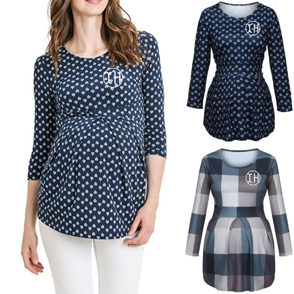 High-Quality XH-Fashion OEM Women's 3/4 Sleeve Maternity Top Ruched Waist Breastfeeding Blouse Manufacturer Manufacturers, Suppliers