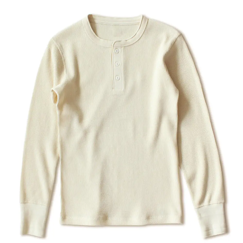High-Quality XH-Fashion  Men's Light Gray Waffle Knit Henley Shirt - Thermal Long Sleeve Casual Everyday Top Factories, Factory