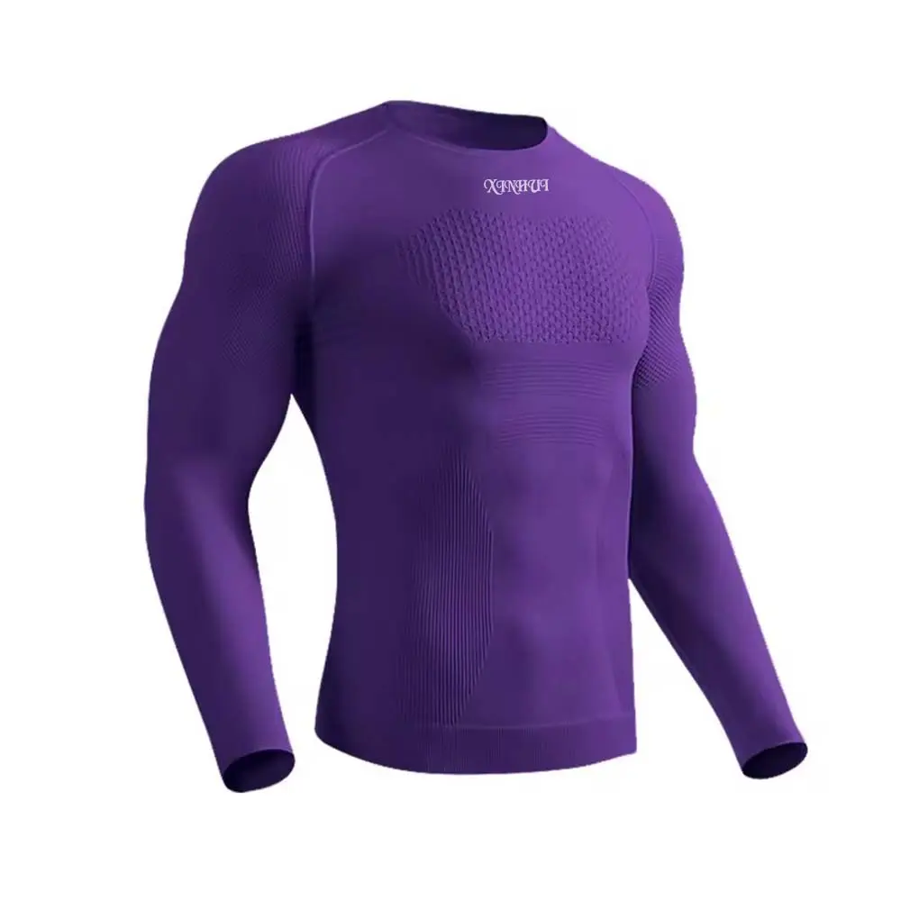 Custom XH-Fashion Custom Logo Men's Seamless Compression Long Sleeve Shirt, Quick Dry Elastic Workout Top, Personalized Gym Athletic Base Layer Factories, Suppliers
