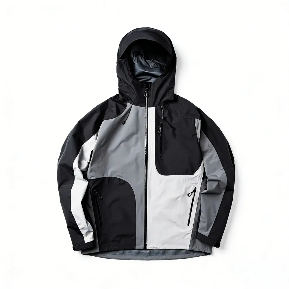 OEM XH-Fashion Men's Colorblock Hooded Softshell Jacket - Windproof Water-Resistant Outdoor Hiking Jacket with Multiple Pockets Manufacturers, Suppliers