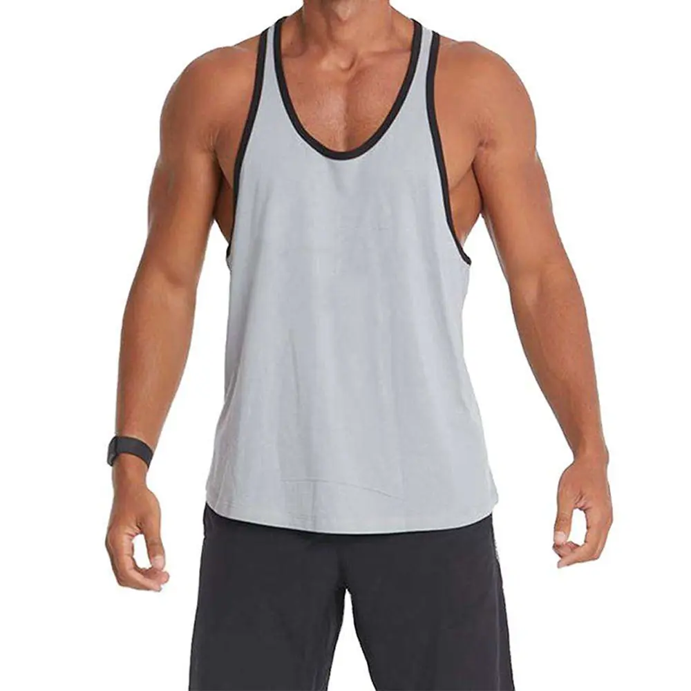Custom XH-Fashion Custom Logo Contrast Binding Y Back Men’s Tank Top | Breathable Sleeveless Gym Workout Singlet OEM ODM Private Label Manufacturer, Suppliers