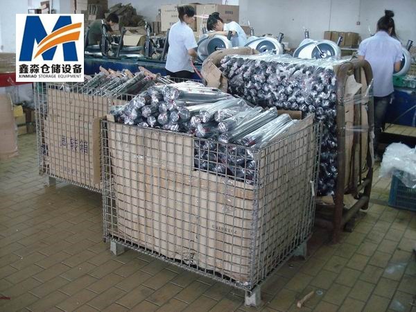 Mracking Warehouse Storage Folding Metal Pallet Cage Trolley Heavy Stackable Security Wire Mesh Steel Rolling Container Cage