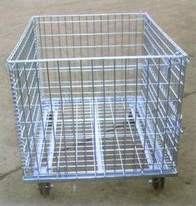 Mracking Warehouse Storage Folding Metal Pallet Cage Trolley Heavy Stackable Security Wire Mesh Steel Rolling Container Cage