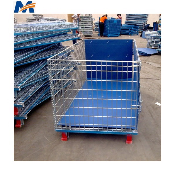 Mracking Warehouse Storage Folding Wire Mesh Cage with Wheels