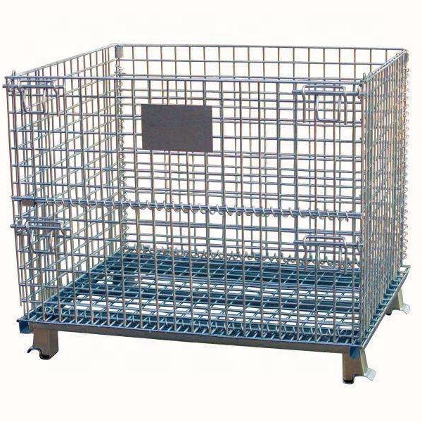Mracking Euro Customized Welded Warehouse Powder Coated Collapsible Stackable Logistics Rigid Steel Metal Wire Mesh Storage Pall