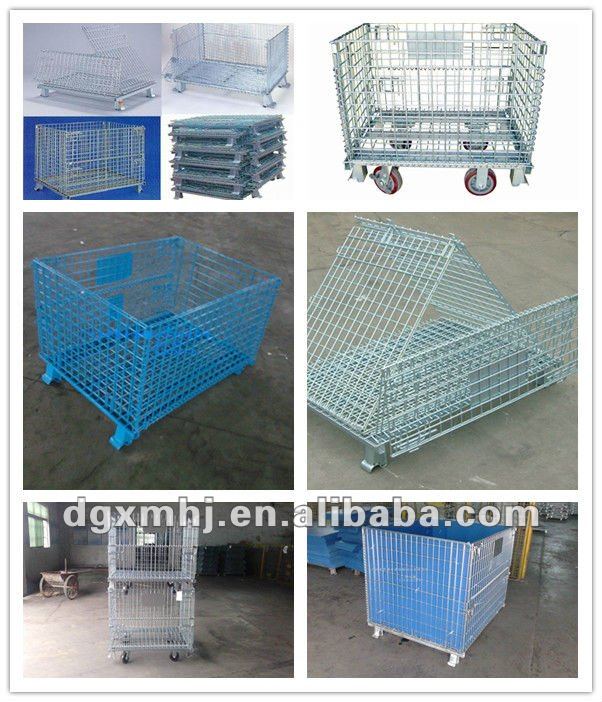 Mracking Wire Container Folding Structure Portable Cage with Wheel Large Load Capacity Industrial Storage Cages for Warehouse