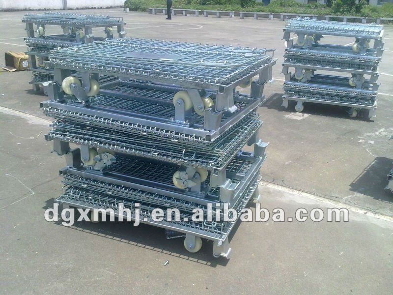 Mracking Metal Cage Portable Wire Container with Folding Structure High Quality Large Capacity with Wheel for Goods Logistics
