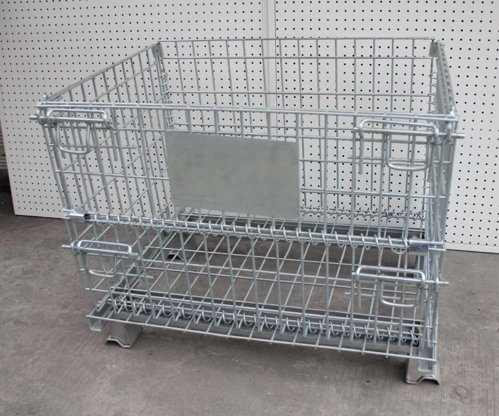 Mracking Euro Customized Welded Warehouse Powder Coated Collapsible Stackable Logistics Rigid Steel Metal Wire Mesh Storage Pall