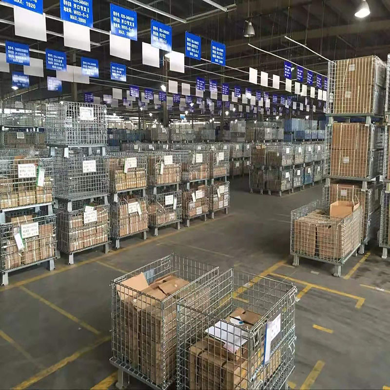 Mracking Customized Collapsible Stacking Cage Industrial Wire Baskets Forklift Cage Heavy Duty Cage Mesh Wire Container