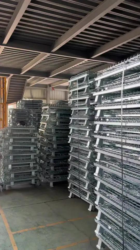 Mracking Hot Selling Galvanized Wire Container Foldable Heavy Duty Cage Industrial Wire Mesh Container Warehouse Storage Cage