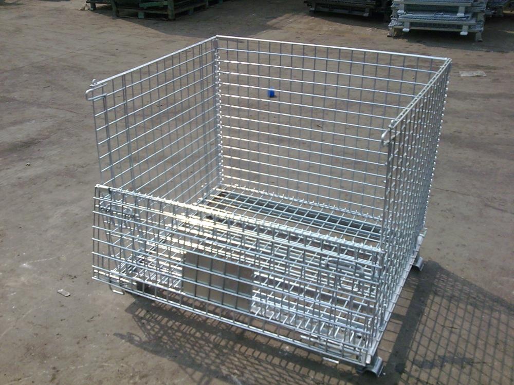Mracking Euro Customized Welded Warehouse Powder Coated Collapsible Stackable Logistics Rigid Steel Metal Wire Mesh Storage Pall