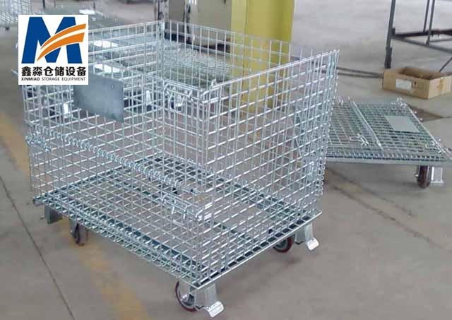 Wholesale Heavy Duty Foldable Steel Wire Mesh Storage Container Galvanized Stackable and Durable for Warehouse Use