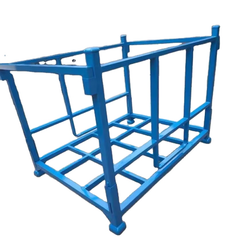 Mracking Factory Supply Industrial Logistics Foldable Stacking Rack Rolling Steel Cage Trolley Metal Shelves Storage Cargo Tires