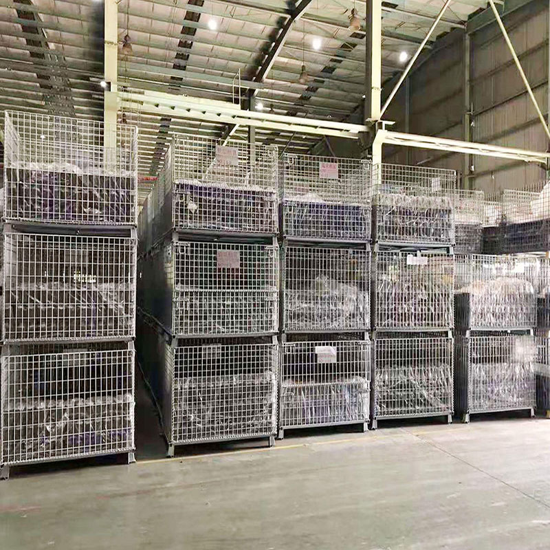 Mracking Customized Collapsible Stacking Cage Industrial Wire Baskets Forklift Cage Heavy Duty Cage Mesh Wire Container