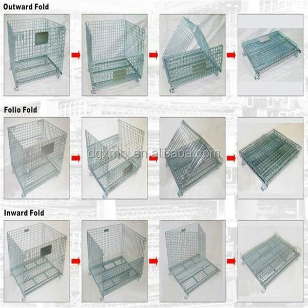 Mracking Metal Cage Portable Wire Container with Folding Structure High Quality Large Capacity with Wheel for Goods Logistics